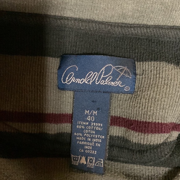 Arnold Palmer Mens Grey Black Striped Sweater Too Size Medium - Picture 6 of 6